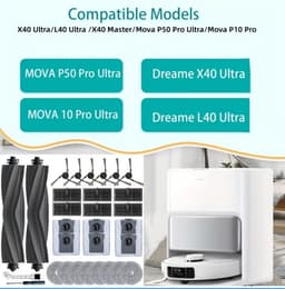 30 stuks Stofzuiger Vervangingsaccessoires, Geschikt voor Dreame X40 Ultra/L40 Ultra /X40 Master/Mova P50 Pro Ultra/Mova P10 Pro Ultra Robot Stofzuiger Reserve Onderdelen, Inclusief Hoofdmotor Zijborstel Hoogrendement Filter Dweil Doek — thumbnail 4