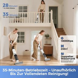 Draadloze nat- en droogstofzuiger W15 Pro - 3-in-1 zuig- en dweilfunctie - 18 kPa krachtige zuigkracht - zelfreinigend systeem - zelfdroogfunctie - HEPA-filter - LCD-display - turboborstel - tot 35 min werktijd - randreiniging <5 mm — thumbnail 2
