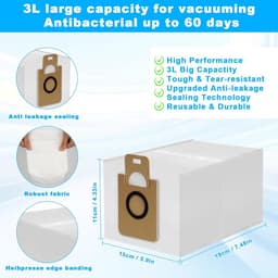 12 stuks stofzakken geschikt voor met Dreame D10 Plus / D10s Plus / Z10 Pro / L10 PLUS stofzuigerrobot - Stofzuigerzakken - 3L grote capaciteit stofzuigerzakken, reserveonderdelen, accessoireset — thumbnail 5