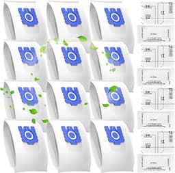 12 stuks stofzuigerzakken voor Miele GN stofzuigers, compatibel met Miele GN 3D Airclean Efficiency Stofzakken Classic C1 Complete C2 C3, S600, S2000, S5000 en S8000 serie (12 zakken + 4 filters) — thumbnail 1