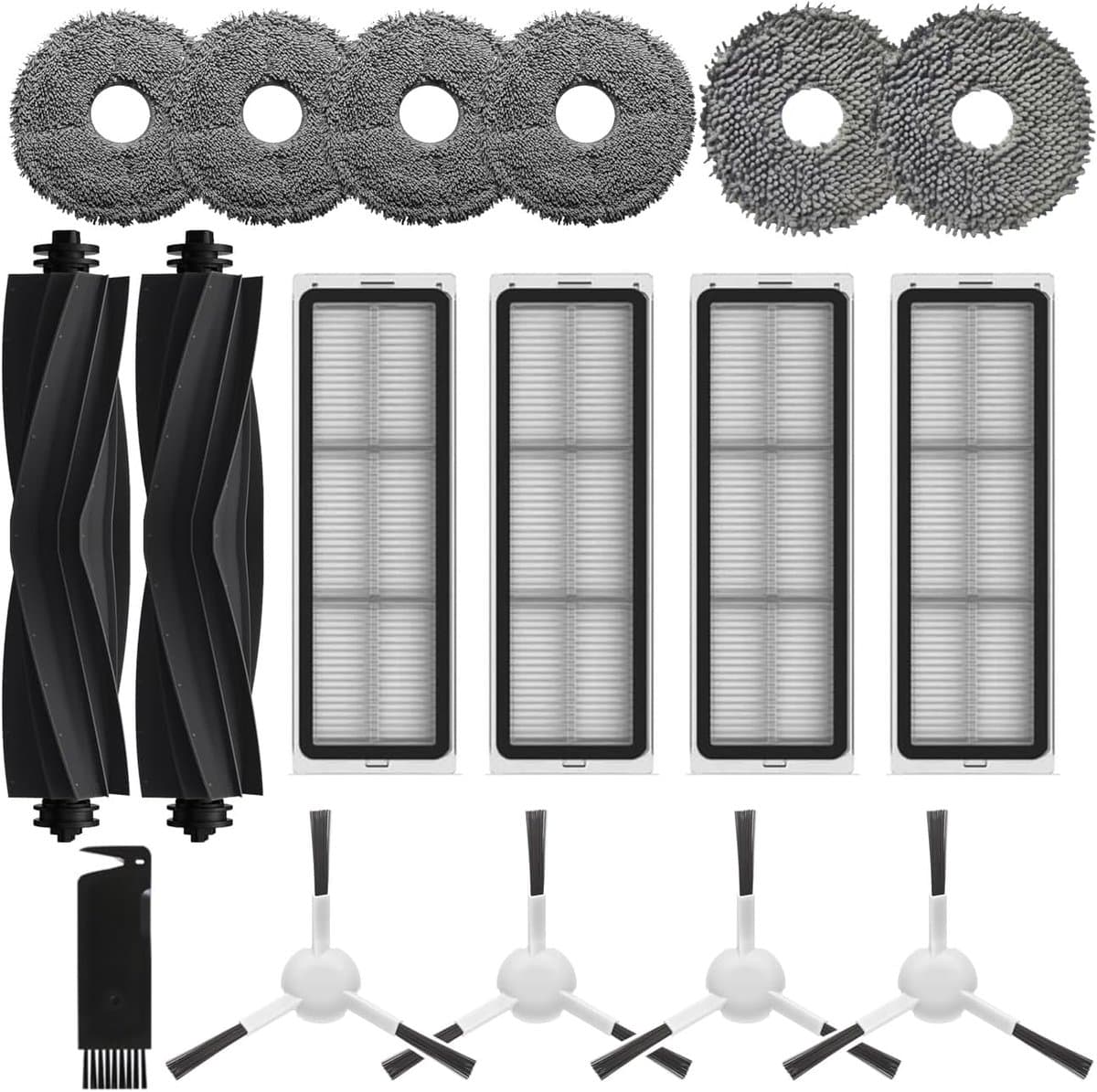 Accessoires gescht voor Dreame L10s Pro Ultra, L10 Prime L10s Pro Gen 2, L10s Plus, 2 x Hoofdborstels, 6 x Dweildoeken, 4 x Filter, 4x Zijborstels, Reserveonderdelen — afbeelding 1