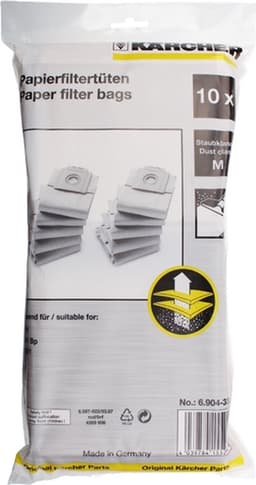 10 Papieren Stofzuigerzakken - papieren filterzakken voor Kärcher Professional T7/1 (eco!efficiency), T9/1 (BP), T10/1, T10/1 (Adv / Eco!efficiency) - 6.904-333.0 — thumbnail 2