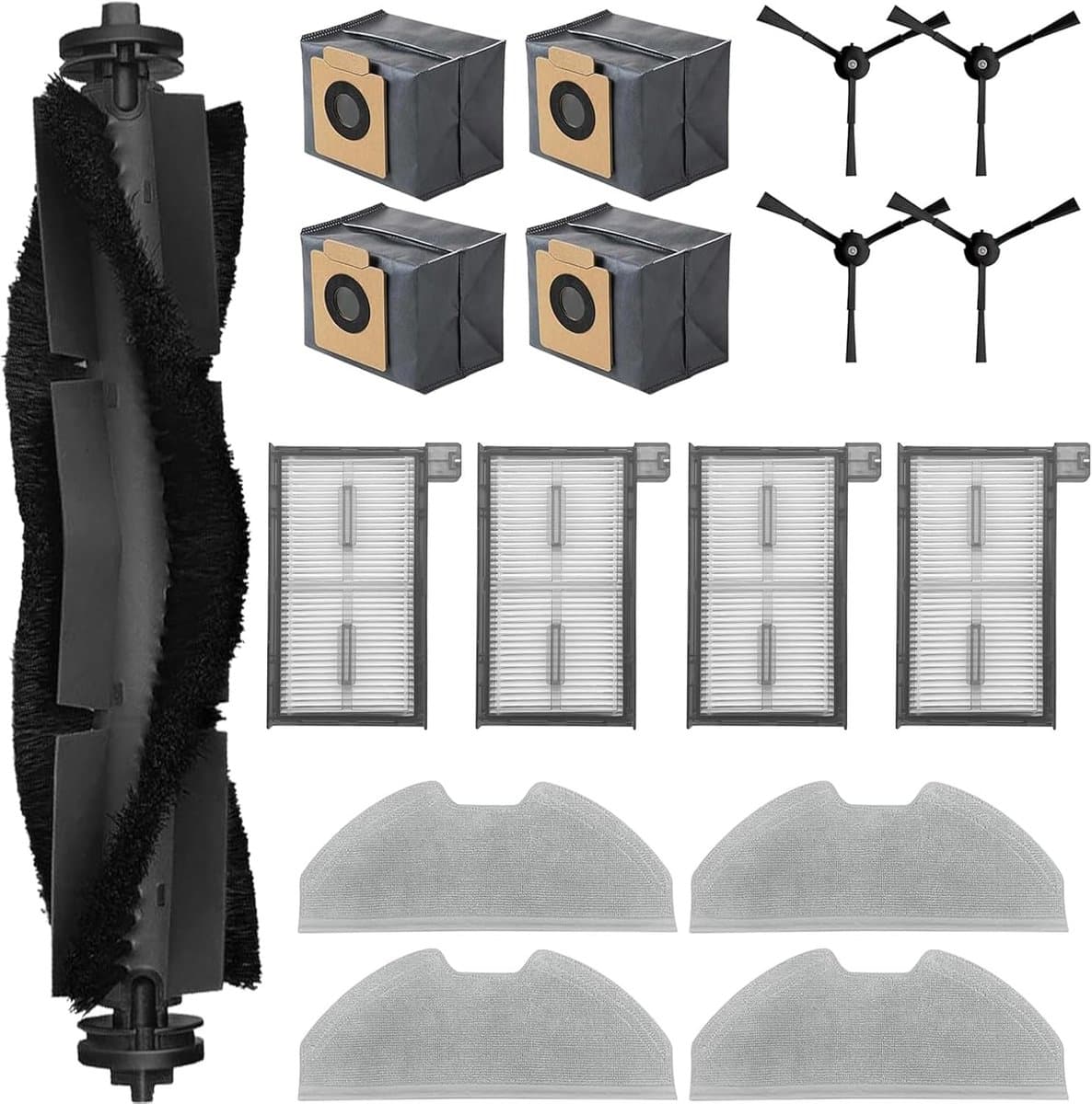 Geschikt voor accessoires voor eufy robotstofzuiger de Eufy Clean X8 Pro - 17-stuks - hoofdborstel - zijborstel - wasbaar filter - doeken - stofzak — afbeelding 1