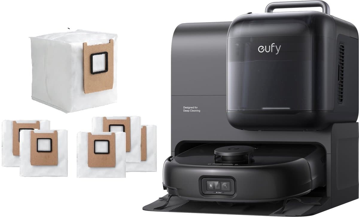eufy Robotstofzuiger Omni E28 met 6 stofzakken, draagbare dieptereiniger, HydroJet systeem, 20.000 Pa zuigkracht, DuoSpiral ontklittende borstels, CornerRover arm, alles-in-één station — afbeelding 1