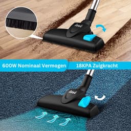 Steelstofzuiger met snoer - Steelstofzuiger - Stofzuiger - 18Kpa - 600W - Vloer - Tapijt - Auto - 1 liter - Reservoir - 6 m snoer — thumbnail 4