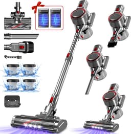 Hiazurm Steelstofzuiger Draadloos - 55000 Pa - LED-display - 55min Gebruikstijd - 2 accu's - 1,8L - 8-in-1 - 4 HEPA-filters - voor tapijt & harde vloeren - Zilver — thumbnail 2