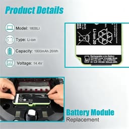 Stofzuigeraccu - Vervangende Batterij - Huishoudelijke Reiniging - Hoge Capaciteit - 6500 mAh - Zwart — thumbnail 3