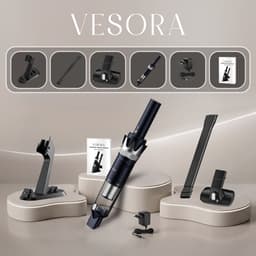 Vesora® 3-in-1 Kruimeldief - Kruimelzuiger Snoerloos - Krachtige Handstofzuiger met Opzetstukken en Steel - Ook Voor Dierenharen - Stofreiniger - Autostofzuiger - Air Duster - HEPA-filter - Draadloos - Best Verkocht - Blauw / Zilver — thumbnail 4