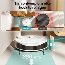 Lefant M265 Robotstofzuiger met dweilfunctie – 20.000 Pa zuigkracht – Automatisch dweilen – Zelfdrogend – Wit –Herbruikbare stofbak – Geschikt voor huisdierhaar – dTOF LiDAR-navigatie — thumbnail 3