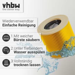vhbw 5-plooienfilter, vervangingsfilter voor Kärcher 6.414-772.0, 6.414-552.0, 6.414-547.0, KFI 3310, 2.863-303.0, 9.755-260.0 voor stofzuigers – patroonfilter geel — thumbnail 1