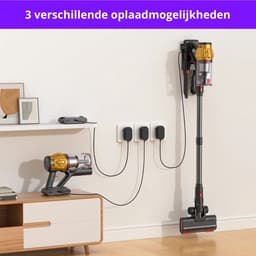 G&G stofzuiger – Steelstofzuiger – Draadloos – Zonder zak – 500W – Tot 50 min – Verwisselbare accu – 7x 2200mAh - Wandhouder — thumbnail 4