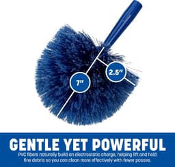 Ronde Duster - Zachte Borstels - Stof Verwijderen - Afgeronde Vorm - 17.8 cm Diameter - Blauw — thumbnail 5