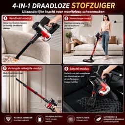 Draadloze Steelstofzuiger 4-in-1 - 49 Minuten - HEPA Filter - LED Verlichting - Voor Tapijt, Harde Vloeren & Huisdierharen — thumbnail 2