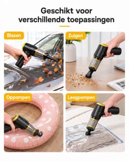 LT-145 - Draadloze Kruimeldief / Handstofzuiger - Voor Auto en Thuis - 70W - USB-C - Zwart/Geel — thumbnail 2