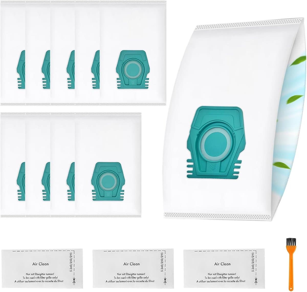 Geschikt voor Miele TU Vacuum Cleaner Dust Bag Kit S1/L1 Replacement Supplies, includes 10 non-woven dust bags + 3 sets of filter bags + 1 brush. — afbeelding 1