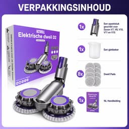 Actueell® Elektrische Opzetstuk D2 Geschikt voor Dyson Steelstofzuiger V7 V8 V10 V11 V15 – Mop Dweil Vloerwisser – Stofzuigermond – Vloermop – Nat & Droog – Inclusief 8 Dweil Pads — thumbnail 2