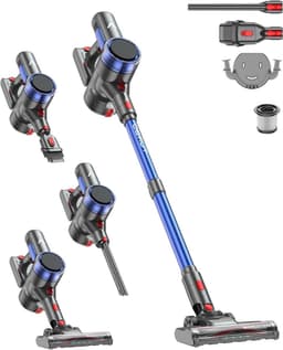 Draadloze Stofzuiger - Steelstofzuiger Kruimeldief - Huis Reinigen - V-vormige anti-klittenborstel - 70 min batterijduur - Blauw — thumbnail 1