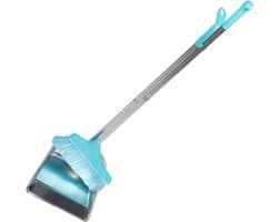 Stoffer en Blikset - Reinigingsset - Huishoudelijk Schoonmaken - Verstelbare Handgreep - 93 cm - Hemelsblauw