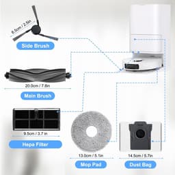 Dailygoods- Accessoireset voor Mova E40 Ultra - 1 Hoofdborstel - 4 Hepa-filters - 4 Wisserpads - 4 Zijborstels - 4 Stofzakken - Inclusief Borstel - Stofzuigeronderdelen — thumbnail 3