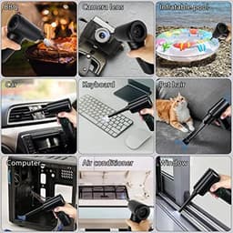 KZQ Oplaadbare elektrische luchtblazer voor computer en auto - Draadloos mini-stofblazer met LED-verlichting - Handheld blower voor toetsenbord en elektronica - Zwart — thumbnail 2