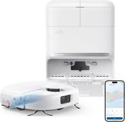 eufy Nieuw 2026 Robotstofzuiger met Dweil C28 Omni - HydroJet-zelfreinigende Dweilrol - Upgrade van X10 Pro - 15.000Pa Zuigkracht - Alles-in-1 Station - Automatisch Dweilen en Drogen - AI-obstakeldetectie — thumbnail 1