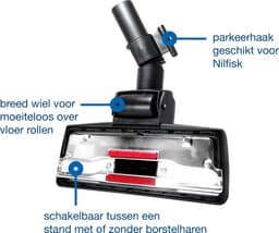 Dparts combi zuigmond met breed wiel geschikt voor Nilfisk - met parkeerhaak 32mm - GM80, Select, Power, Extreme, Action, Coupe, Thor, VP300, VP600, Family, Business - stofzuigermondstuk, stofzuigervoet, stofzuigerborstel, stofzuigermond, mondstuk — thumbnail 3