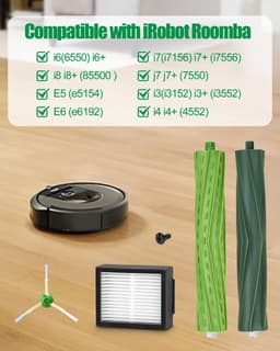 Reserveonderdelen geschikt voor iRobot Roomba E/I/J-serie, i7 i7+ i3 i3+ i4 i4+ j7 (niet j7+) E5 E6, borstelaccessoires geschikt voor iRobot Roomba, 2 sets rubberen borstels,8 hoogwaardige filters, 10 zijborstels — thumbnail 4