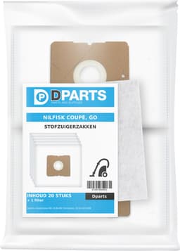 20x Dparts stofzuigerzakken met 1 filter geschikt voor Nilfisk Coupe - Go - One - Compact - Coupe Neo - Parquet - Special - GM 100 - GM 150 - Sprint - Action - Bravo stofzuiger stofzakken series — thumbnail 2