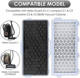 Vervangende HEPA-filters voor Miele Guard GN Hycean3D stofzuigers S8340/C2/C3/S6 S1/L1 Compact C1/Complete C2 - Inclusief 2 HEPA-filters 3 Airclean-uitlaatfilters en 3 motorafdekkingen Verpakking van 8 — thumbnail 4
