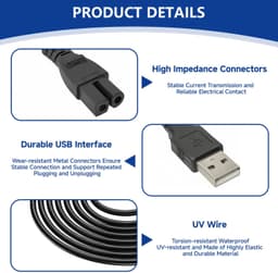 Oplaadkabel - 5 V USB - voor draagbare zwembadstofzuiger — thumbnail 3