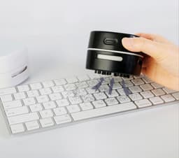 Bureau Stofzuiger - Mini Stofzuiger - Tafelstofzuiger - Kruimeldief - Draadloze Oplader - 2 in 1 - USB Oplaadbaar - Draagbare Stofzuiger - Bureau Accessoires - Gadget - Toetsenbord Reiniger - Compact - Telefoonoplader - Wit - 1 Stuk — thumbnail 4