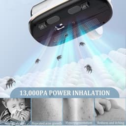 Mite Vacuum Cleaner for Mattresses 13 kPa Extraction with UV Light, HEPA Filter - Destroys 99.99% of All Mites — thumbnail 4