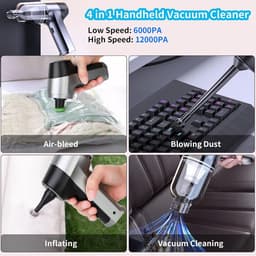 Handstofzuiger hoog vermogen draadloos - 6 kPA ~ 12 kPa - 4-in-1 draagbare kleine stofzuiger - auto thuisreiniging desktop toetsenbord — thumbnail 4