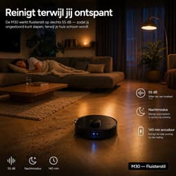 M30 Pro Ultra Robotstofzuiger | Mobiele Applicatie & Obstakelvermijding | Automatisch Leegstation & Anti-Klit Borstels | Slimme spraakassistent | Navigatie | Geschikt Voor Huisdierharen | Lumin Amore | Zwart — thumbnail 4