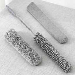 Platte Stoffer - Stofwisser Dweil - Onder apparaten schoonmaken - Afneembare microvezelkop - 46 cm - Grijs — thumbnail 2
