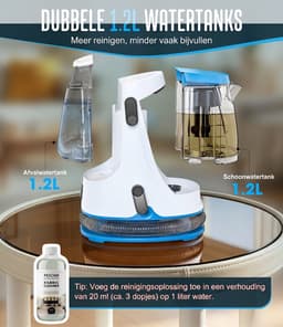 Vloerkleedreiniger Textielwasmachine 18 kPa – 550W – 1,2L+1,2L Watertanks – Nat & Droog – Voor Bank, Tapijt & Auto – PEXCHO — thumbnail 4