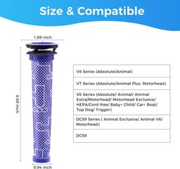 2-pack vervangende voorfilters voor Dyson - Stofzuigerfilter compatibel met Dyson V6 V7 V8 DC59 DC58. Vervangt onderdeelnummer 965661 01. — thumbnail 2