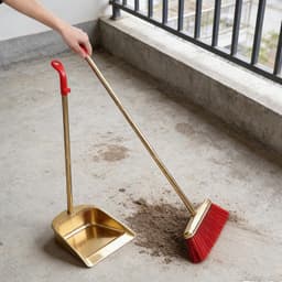 Stoffer en Bezemset - Metaal Combo - Efficiënt Schoonmaken - Ruimtebesparend Ontwerp - 94 x 32 x 6 cm - Goud — thumbnail 4