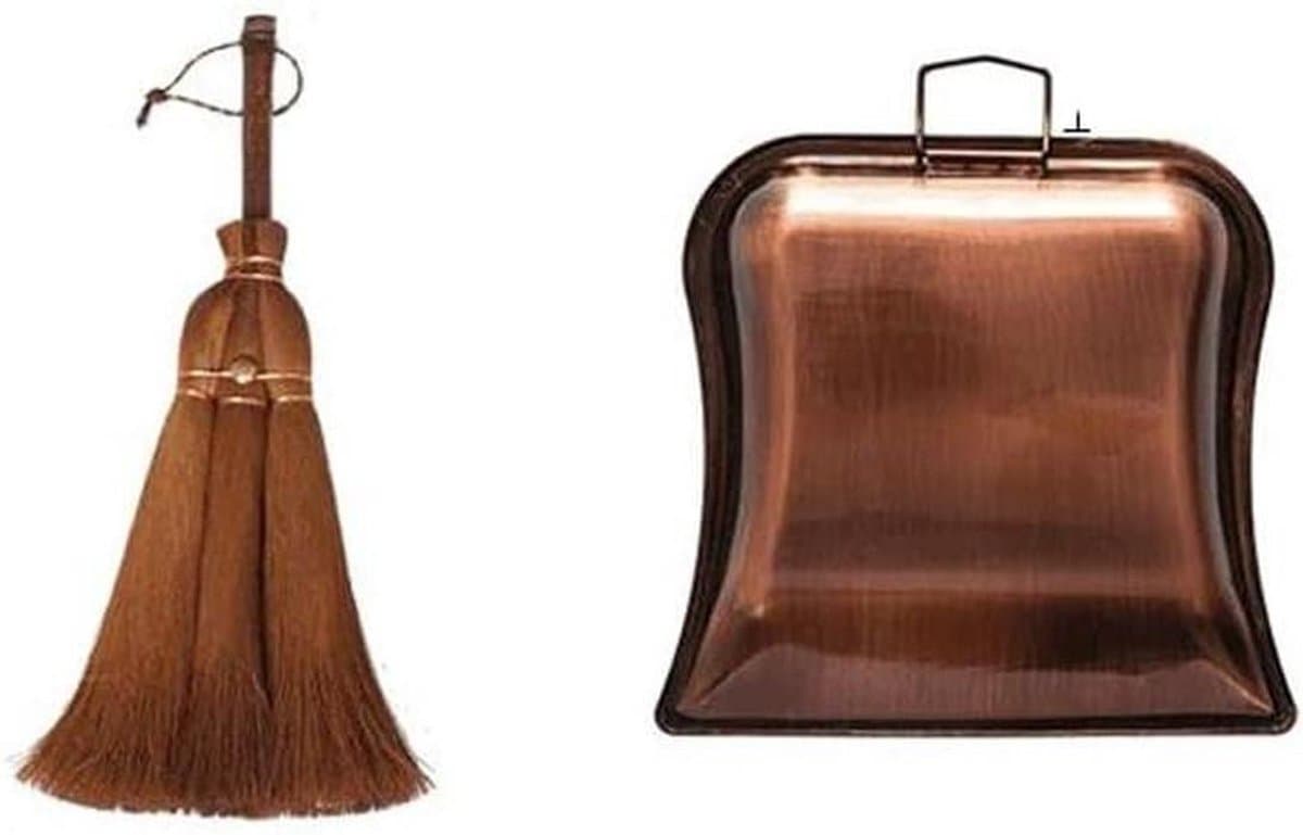 Kleine Bezem Stoffer Set - Handbezem Stoffer - Bureau Schoonmaken - Compact Ontwerp - 14x31cm - Bruin — afbeelding 1