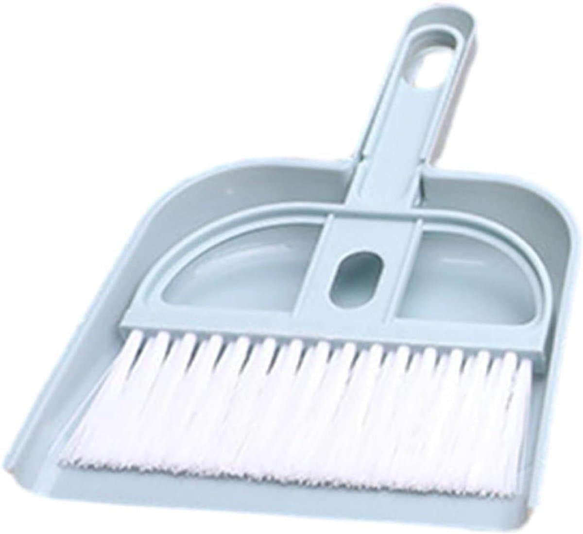 Bezem en veegschep set - Reinigingsset bureau - Kleine ruimtes reinigen - Zacht en krasvrij - 18 cm — afbeelding 1