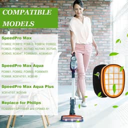 6 stuks - 1 rolborstel + 4 filterpatronen + 1 klein wit borsteltje -Vervangend Filterset voor Philips stofzuiger FC6728/FC6727/FC6822/FC6812 -filters Compatibel met Philips SpeedPro Max-serie 7000-serie 8000-serie — thumbnail 2