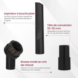 Universeel stofzuigermondstuk 32 mm – Borstel voor meubels, kierenzuigmond voor auto's, dierenharen en auto-interieur, set van 7 stofzuigeraccessoires, multifunctionele stofzuigerborstels — thumbnail 3