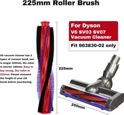 225 mm rolborstel 963830-02 geschikt voor Dyson V6 SV03 SV07 stofzuigeronderdelen — thumbnail 2