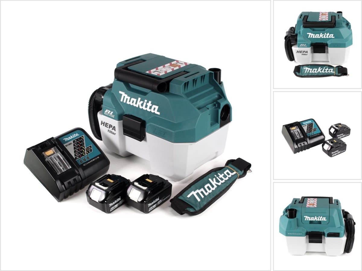 Makita DVC 750 LRGX3 accu stofzuiger nat- en droogzuiger 18 V draagbaar + 2x 6,0 Ah accu en lader - zonder accessoires — afbeelding 1