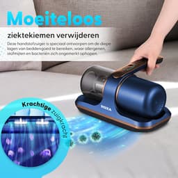 Roxa Huisstofmijt Stofzuiger - UV Lamp Sterilisator - Matras, Tapijt, Meubel, Zetel & Bank Reiniger Apparaat - Kruimeldief snoerloos best verkocht - Bacterie, Mijt & Schimmel Bestrijder - Zonder Zak - USB Opladen - Blauw - 2025 — thumbnail 3