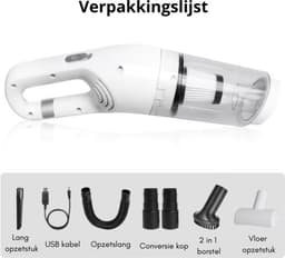 Kruimeldief- Handstofzuiger - Kruimeldief Snoerloos - Auto Stofzuiger - Wit - Oplaadbaar — thumbnail 3