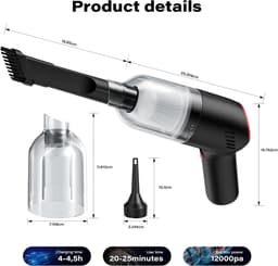 Lexium Kruimeldief snoerloos – Kruimeldief met steel – Nat&Droog – Handstofzuiger – Extreme zuigkracht – Kruimeldief snoerloos – Kruimelzuiger – Jouw ultieme schoonmaakpartner – Kruimelzuiger – Autostofzuiger – Handstofzuiger - Draadloos — thumbnail 2