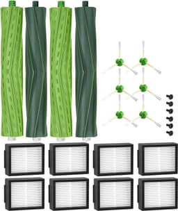 Reserveonderdelen geschikt voor iRobot Roomba E/I-serie, i7 i7+ i3 i3+ i4 i4+ E5 E6, borstelaccessoires geschikt voor iRobot Roomba, 2 sets rubberen borstels,8 hooReserveonderdelen geschikt voor iRobot Roomba E/I/gwaardige filters, 6 zijborstels — thumbnail 1