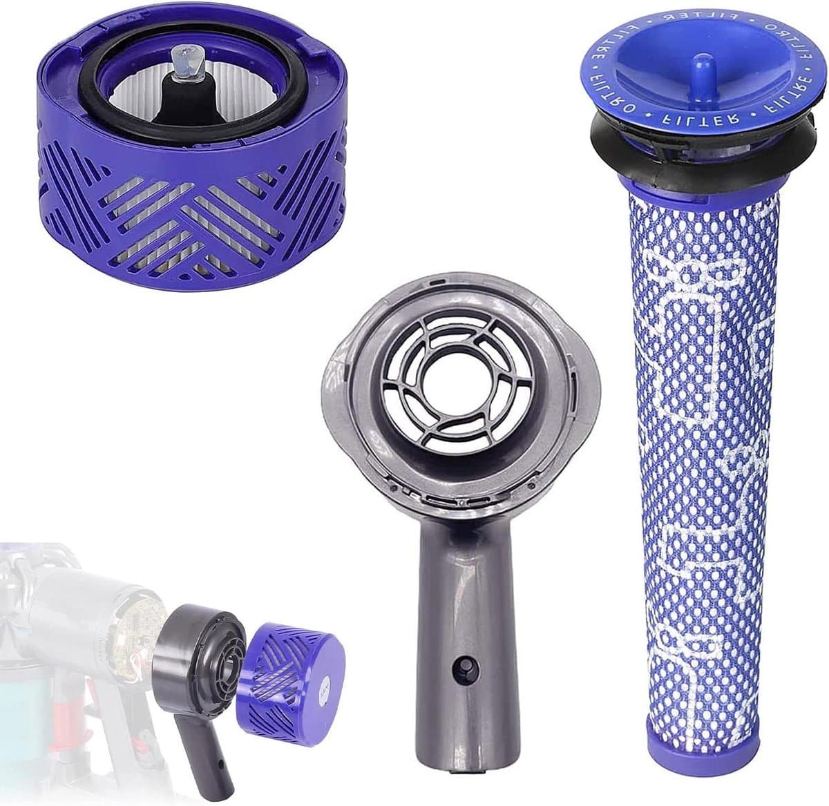JGS Premium - Motor achterafdekking en filterkit accessoires met HEPA achter-motorfilter en voorfilter - reservefilterkit voor stofzuigers - Dyson V6 DC58 DC59 DC63 DC74. — afbeelding 1