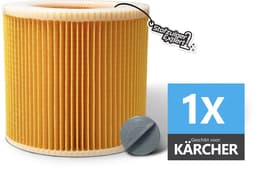 1x Filter geschikt voor KÄRCHER WD1, WD2, WD3, MV2 en MV3 stofzuigers - F6 Klasse Cilinder filter / Lamellenfilter ontworpen en geschikt voor Karcher stofzuigers — thumbnail 1